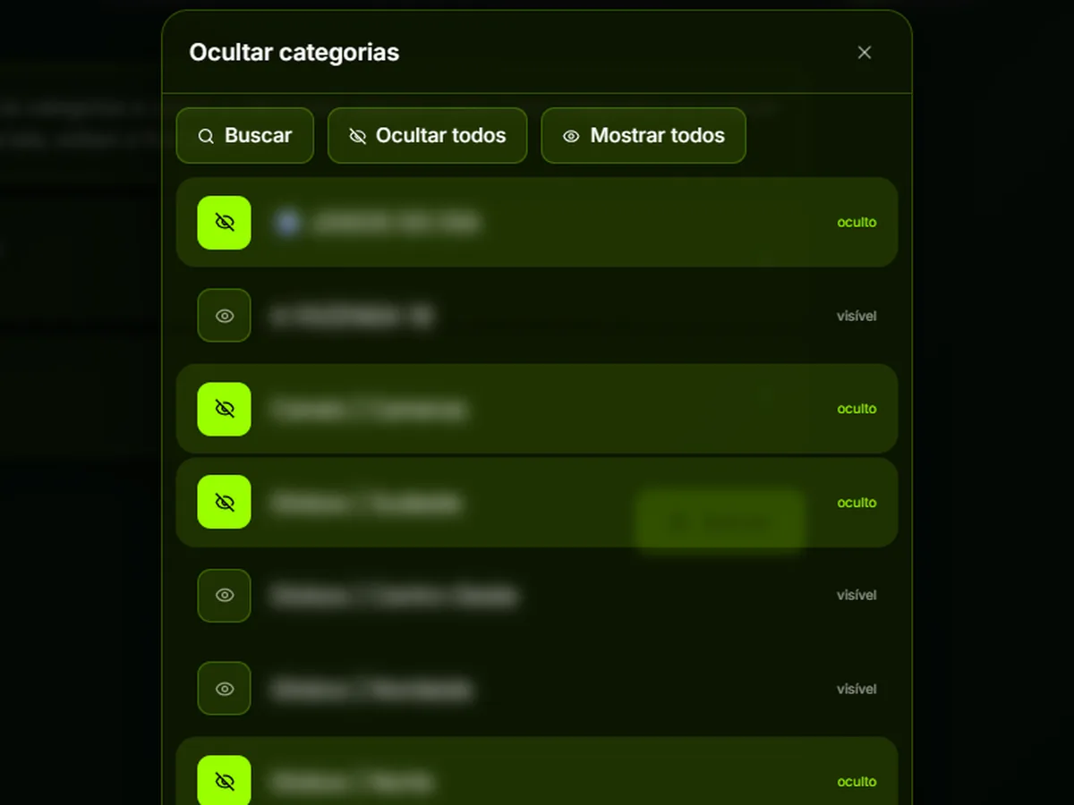 Choosing hidden categories in Pan Player
