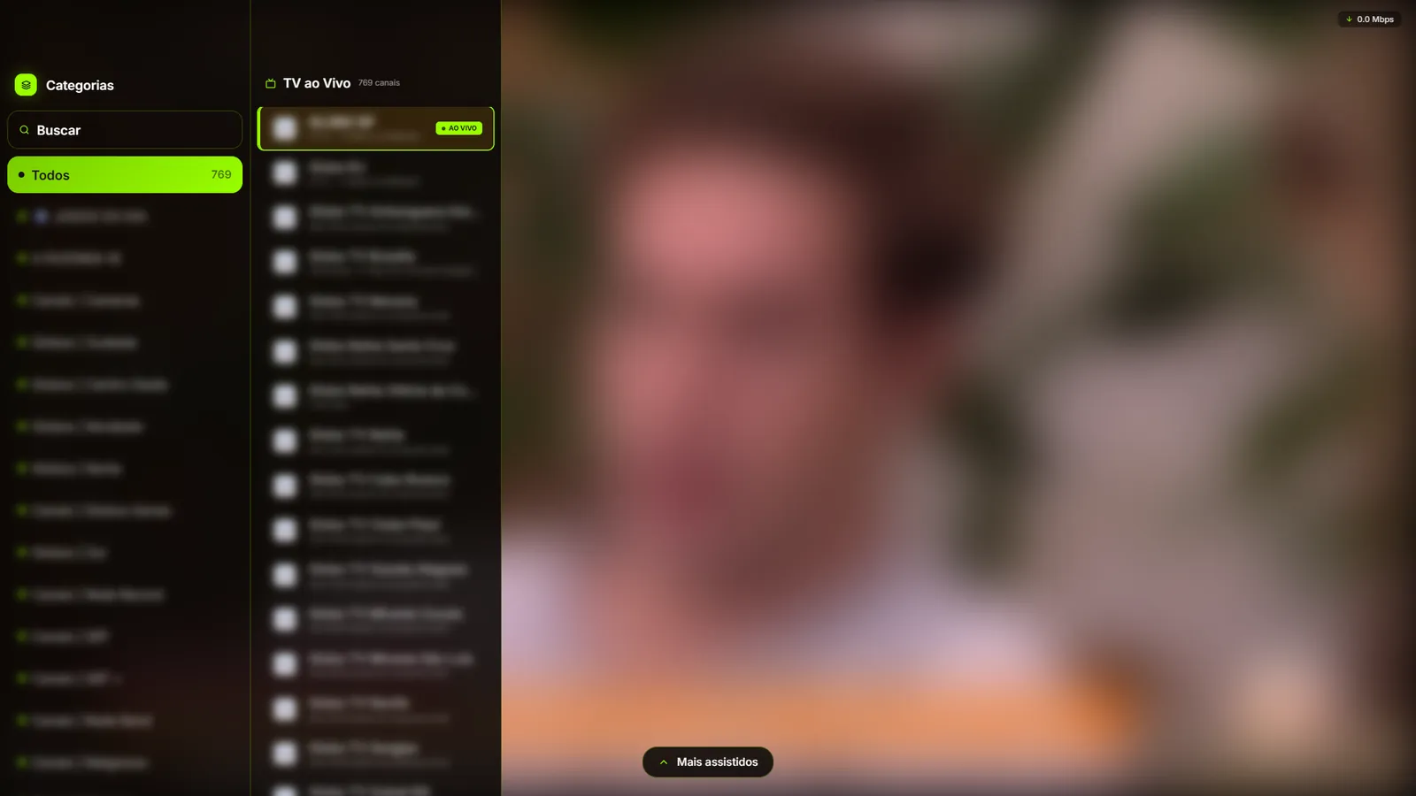 Live TV with categories