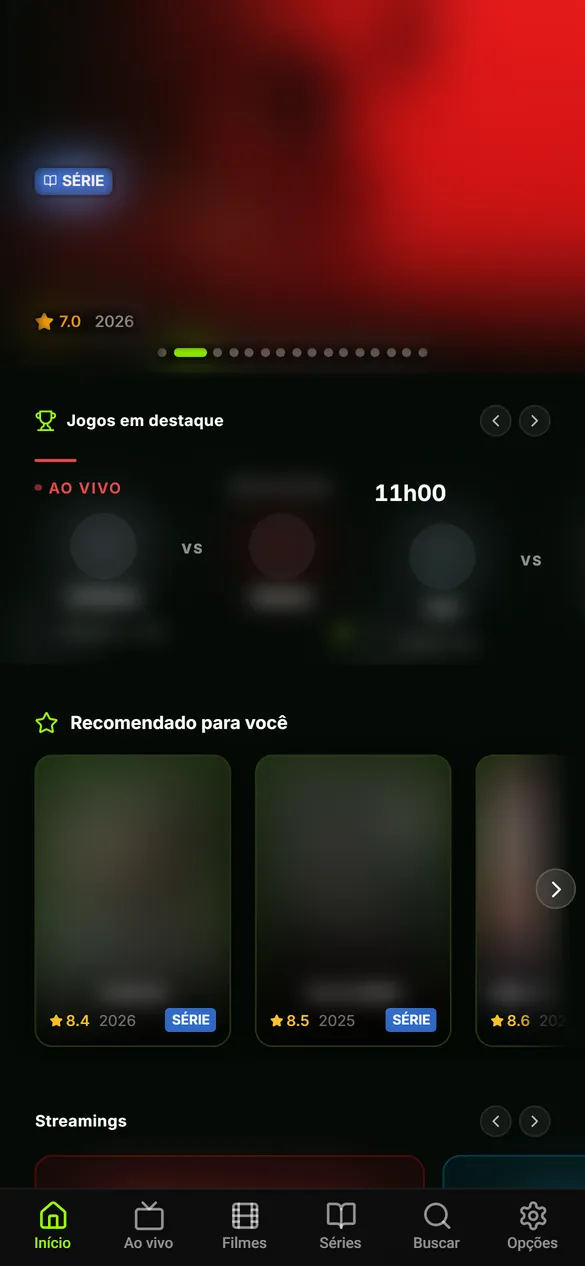 Pan Player on a phone: home screen