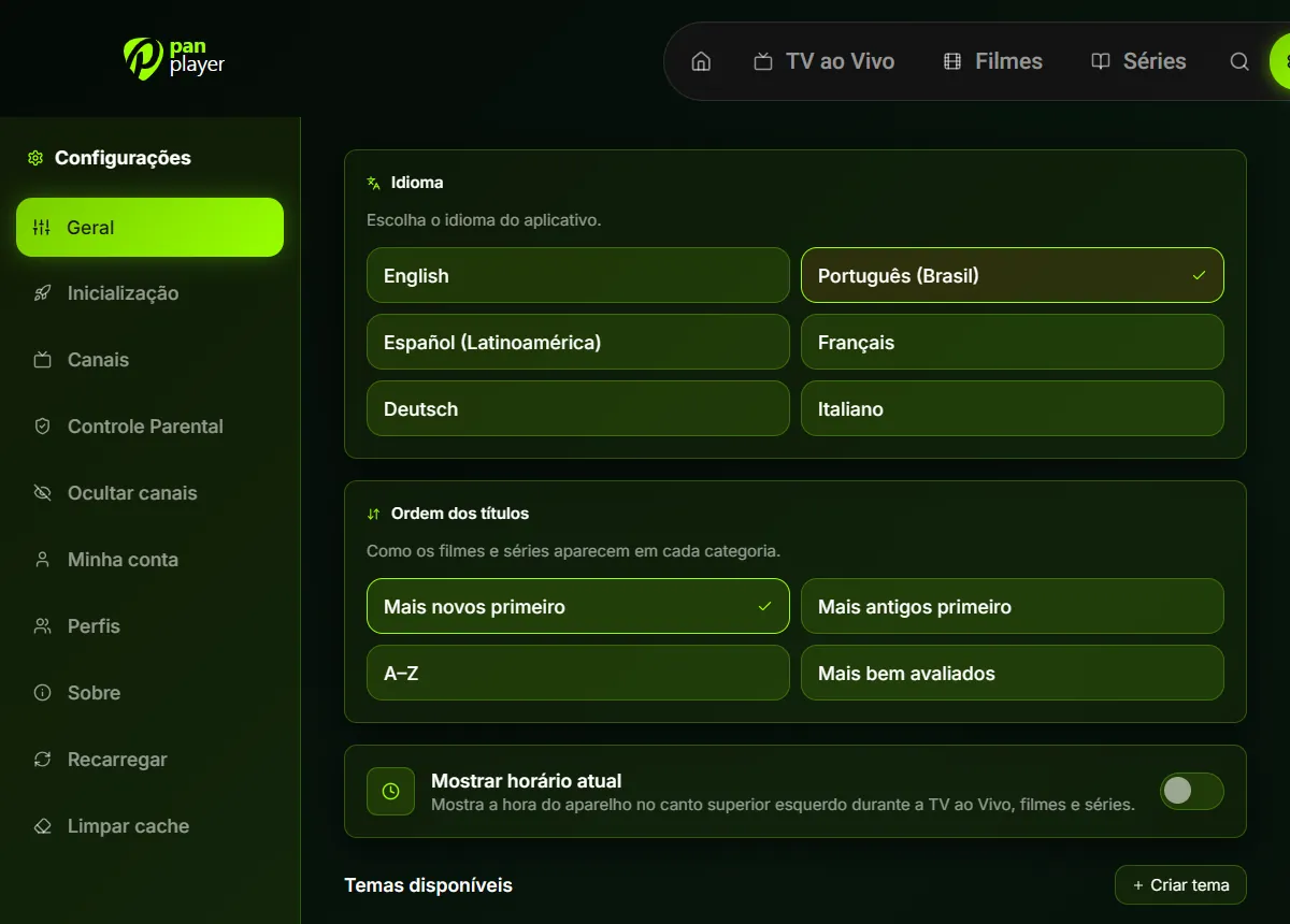 Pan Player general settings